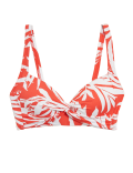 Leaf Print Padded Plunge Bikini Top