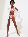 Tummy Control Leaf Print Bikini Bottoms