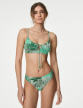 Printed Tie Front Bikini Top