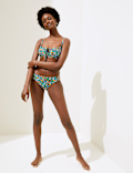 Printed Tie Front Bikini Top