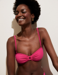 Ribbed Ring Detail Bandeau Bikini Top