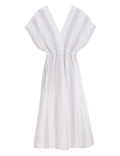 Linen Blend Striped V-Neck Maxi Dress