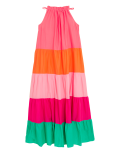 Pure Cotton Colour Block Maxi Beach Dress