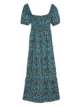 Pure Cotton Floral Midi Waisted Dress
