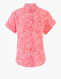 Pure Linen Floral Short Sleeve Shirt