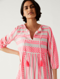 Cotton Rich Jacquard Mini Smock Beach Dress