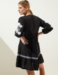 Pure Cotton V-Neck Mini Tiered Dress