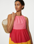 Pure Cotton Colour Block Midaxi Beach Dress