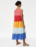 Pure Cotton Colour Block Midaxi Beach Dress