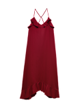 Linen Cotton Blend Ruffle Maxi Dress