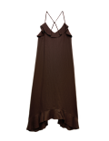 Linen Cotton Blend Ruffle Maxi Dress