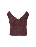 Pure Linen Square Neck Ruched Top