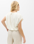 Gathered Hem Top With Linen