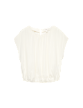 Gathered Hem Top With Linen