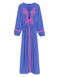 Embroidered V-Neck Maxi Beach Dress
