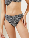 Printed Ribbed High Waisted Bikini Bottoms
