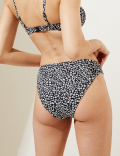 Printed Ribbed High Waisted Bikini Bottoms