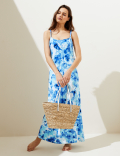 Tie Dye Scoop Neck Maxi Slip Dress
