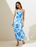 Tie Dye Scoop Neck Maxi Slip Dress
