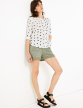 Pure Linen Polka Dot Long Sleeve Shirt