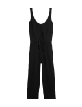 Pure Cotton Drawstring Sleeveless Jumpsuit