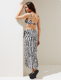 Linen Blend Midi Wrap Beach Skirt