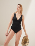 Tummy Control Wrap Plunge Swimsuit