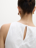 Linen Rich Raw Edge Midi Shift Dress