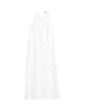 Linen Rich Raw Edge Midi Shift Dress