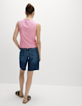 Linen Rich Button Through Raw Edge Cami Top