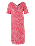 Linen Blend Floral V-Neck Shift Dress