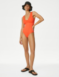 Magic Textured Mesh Plunge Swimsuit
