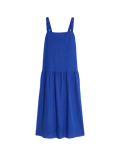 Linen Rich Scoop Neck Midi Drop Waist Dress