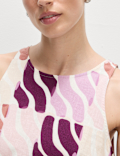 Linen Rich Printed Round Neck Midi Dress