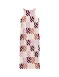 Linen Rich Printed Round Neck Midi Dress