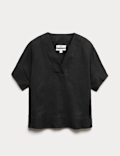 Pure Linen V-Neck Popover Top