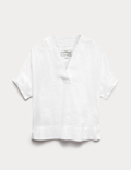 Pure Linen V-Neck Popover Top