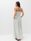 Linen Rich Shirred Maxi Shift Dress