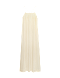 Square Neck Strappy Maxi Shift Dress with Linen