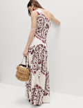 Linen Rich One Shoulder Maxi Shift Dress