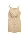 Linen Rich Button Through Mini Shift Dress