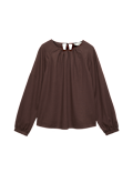 Linen Rich Round Neck Blouse