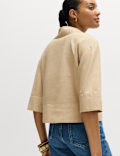 Linen Rich Collared Crop Top