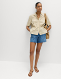 Pure Linen Relaxed Drawstring Shirt