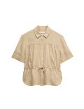 Pure Linen Relaxed Drawstring Shirt