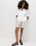 Pure Linen Relaxed Drawstring Shirt