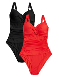 2 Pack Tummy Control Plunge Swimsuits