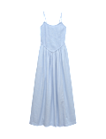 Linen Rich Shirred Midi Dress
