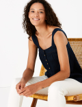 Pure Linen Square Neck Camisole Top