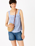 Pure Linen Square Neck Camisole Top
